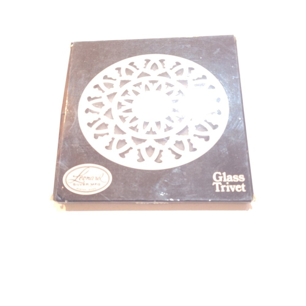 Vtg Set Of 3 Silverplate Trivet Metal Glass Ornate Filigree Round 6” Hot Plate